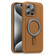 iPhone 15 Pro Max Silver Shield MagSafe Holder Shockproof Phone Case - Brown