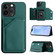 iPhone 15 Pro Max Skin Feel Four Card Slots Phone Case with Wrist Strap - Green