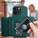 iPhone 15 Pro Max Skin Feel Four Card Slots Phone Case with Wrist Strap - Green