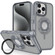 iPhone 15 Pro Max Skin Feel Matte 360 Degree Rotating Silicone Ring Holder Phone Case - Grey