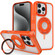 iPhone 15 Pro Max Skin Feel Transparent 360 Degree Rotating Silicone Ring Holder Phone Case - Orange