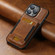 iPhone 15 Pro Max Suteni H03 Oil Wax Leather Wallet Stand Back Phone Case - Brown