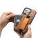iPhone 15 Pro Max Suteni H13 Card Wallet Wrist Strap Holder PU Phone Case - Brown