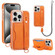 iPhone 15 Pro Max VIETAO Card Slot Wristband Phone Case with Lanyard - Orange