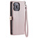iPhone 15 Pro Max Wallet Multi-card Slot Leather Phone Case with Lanyard - Rose Gold