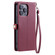 iPhone 15 Pro Max Wallet Multi-card Slot Leather Phone Case with Lanyard - Wine Red