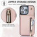 iPhone 15 Pro Max YM006 Skin Feel Zipper Card Bag Phone Case with Dual Lanyard - Rose Gold