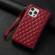iPhone 15 Pro Max Zipper Multi-Card Wallet Rhombic Leather Phone Case - Red