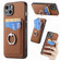 iPhone 15 Pro Carbon Fiber Card Wallet Ring Holder Phone Case - Brown