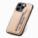 iPhone 15 Pro Carbon Fiber Vertical Flip Zipper Phone Case - Khaki