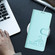 iPhone 15 Pro Cat Rat Embossed Pattern RFID PU Phone Case with Wrist Strap - Mint Green