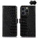 iPhone 15 Pro Crocodile Top Layer Cowhide Leather Phone Case - Black