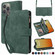 iPhone 15 Pro Crossbody Multi-card Slot Wallet Zipper Leather Phone Case - Green