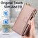 iPhone 15 Pro Crossbody Ring Multifunctional Wallet Leather Phone Case - Rose Gold