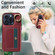 iPhone 15 Pro Crossbodys Card Bag Ring Holder Leather Phone Case - Red