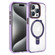 iPhone 15 Pro Crystal TPU Hybrid PC MagSafe Holder Phone Case - Transparent Purple
