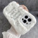 iPhone 15 Pro Cute Embroidery Plush Silicone Phone Case - Beige Alphabet