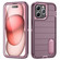 iPhone 15 Pro Defender Gen2 Rugged PC + Silicone Phone Case with Holder - Purple+Light Pink