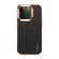iPhone 15 Pro Denior Cowhide Leather Plating Phone Case - Black