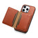 iPhone 15 Pro Denior Cowhide Texture Leather MagSafe Detachable Wallet Phone Case - Brown