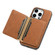 iPhone 15 Pro Denior D13 Retro Texture Leather MagSafe Card Bag Phone Case - Brown