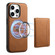 iPhone 15 Pro Denior D13 Retro Texture Leather MagSafe Card Bag Phone Case - Brown