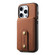 iPhone 15 Pro Denior D14 NK Retro Pattern MagSafe Magnetic Card Holder Leather Phone Case - Brown