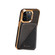 iPhone 15 Pro Denior Oil Wax Leather Electroplating Card Slot Holder Phone Case - Black