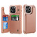 iPhone 15 Pro Diamond Horizontal Card Bag Leather Phone Case - Rose Gold