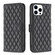 iPhone 15 Pro Diamond Lattice Wallet Flip Leather Phone Case - Black