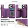 iPhone 15 Pro Double Flap Zipper RFID Leather Phone Case with Short Lanyard - Dark Purple