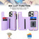 iPhone 15 Pro Double Flap Zipper RFID Leather Phone Case with Short Lanyard - Light Purple
