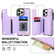 iPhone 15 Pro Double Flap Zipper RFID Leather Phone Case with Short Lanyard - Light Purple