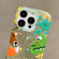 iPhone 15 Pro Double Sided IMD Full Coverage TPU Phone Case - Green Dinosaur Fox Tail