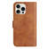 iPhone 15 Pro Dual-Folded S-shape Leather Phone Case - Brown