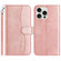 iPhone 15 Pro Dual-Folded S-shape Leather Phone Case - Rose Gold