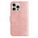 iPhone 15 Pro Dual-Folded S-shape Leather Phone Case - Rose Gold