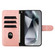 iPhone 15 Pro Dual-Folded S-shape Leather Phone Case - Rose Gold