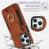 iPhone 15 Pro Elastic Card Bag Ring Holder Phone Case - Brown