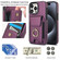 iPhone 15 Pro Elastic Card Bag Ring Holder Phone Case - Purple