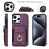 iPhone 15 Pro Elastic Card Bag Ring Holder Phone Case - Purple