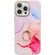 iPhone 15 Pro Electroplated Marble Texture Ring Holder Phone Case - Red S7