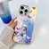 iPhone 15 Pro Electroplating Laser Butterfly Ring Holder Phone Case - White Purple Butterflies AB6