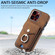 iPhone 15 Pro Electroplating Skin-feel Leather Ring Card Wallet Phone Case - Brown