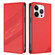 iPhone 15 Pro Embossed Multi-functional Wallet Retro Leather Phone Case - Red