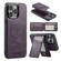 iPhone 15 Pro Fierre Shann Cowhide Vertical Flip Magnetic Card Holder Phone Case - Purple