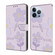 iPhone 15 Pro Fresh Painted Leather Phone Case - Small Lilac Flowers