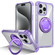 iPhone 15 Pro Gold Shield CD Pattern MagSafe Magnetic Phone Case with Rotating Stand - Transparent Purple