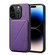 iPhone 15 Pro Imitation Calfskin Leather Back Phone Case with Holder - Purple