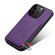 iPhone 15 Pro Imitation Calfskin Leather Back Phone Case with Holder - Purple